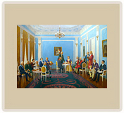 Заседание Российской Академии наук под руководством Е. Р. Дашковой. — х.м. — 200x300 — 2008